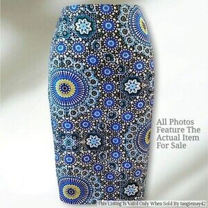 Banana Republic Linen Blend Pencil Skirt Blue Green Black White Womens 6 Small